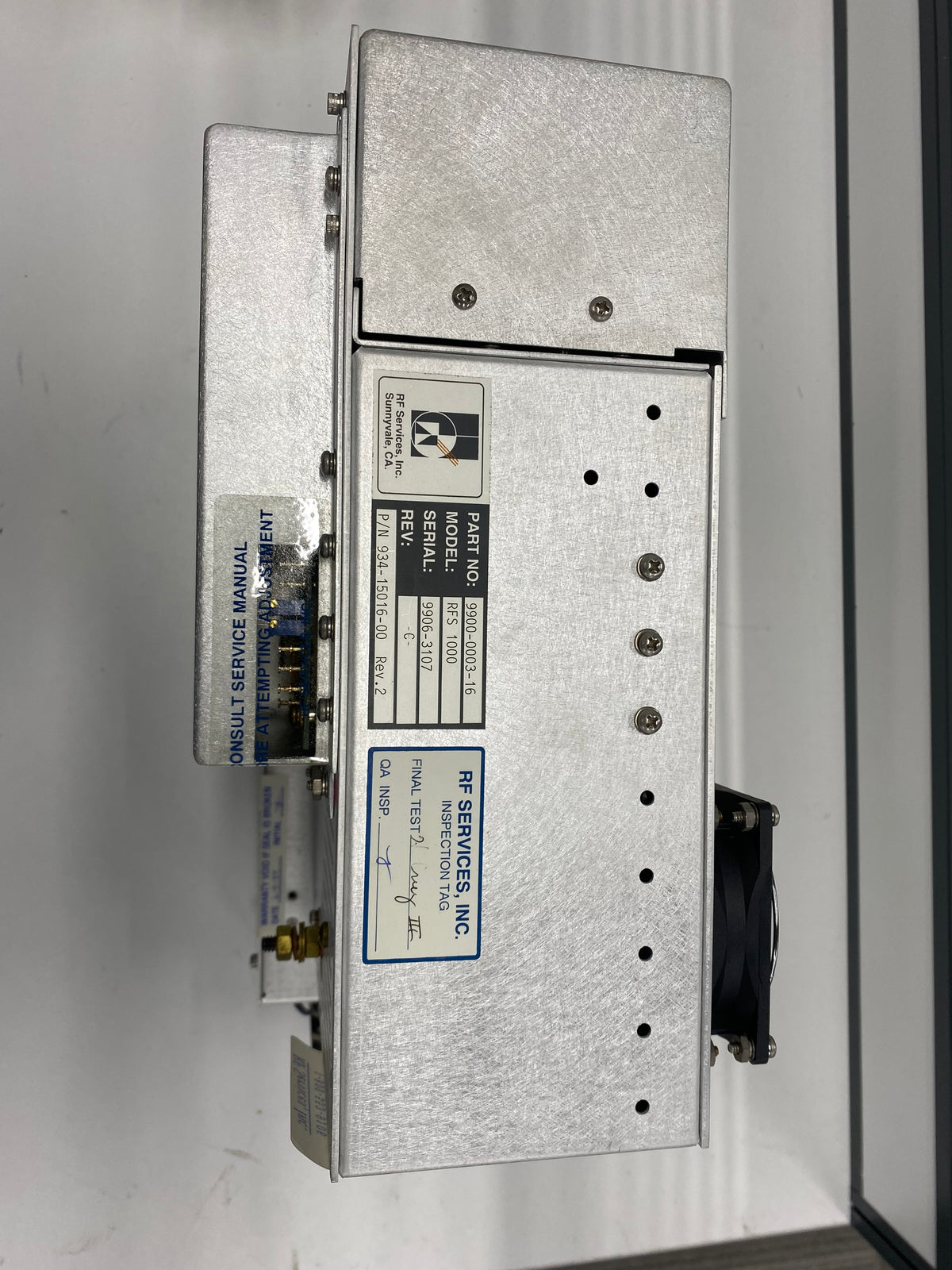 RF Services RFS 1000 RF Matching Network, Mattson Technology OEM P/N 934-15016-00, RF Services P/N 9900-0003-16, Rev. C, S/N 9905-3017.